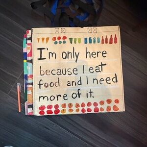 Colorful Reusable Tote Bag with Fun Quote